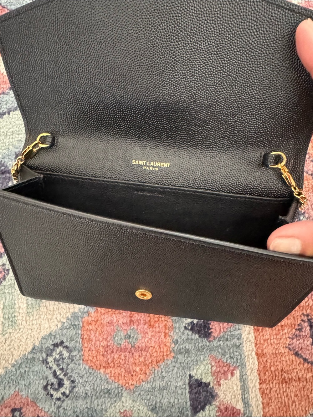Saint Laurent Black Leather Crossbody with Gold Chain - Picture 5 of 7